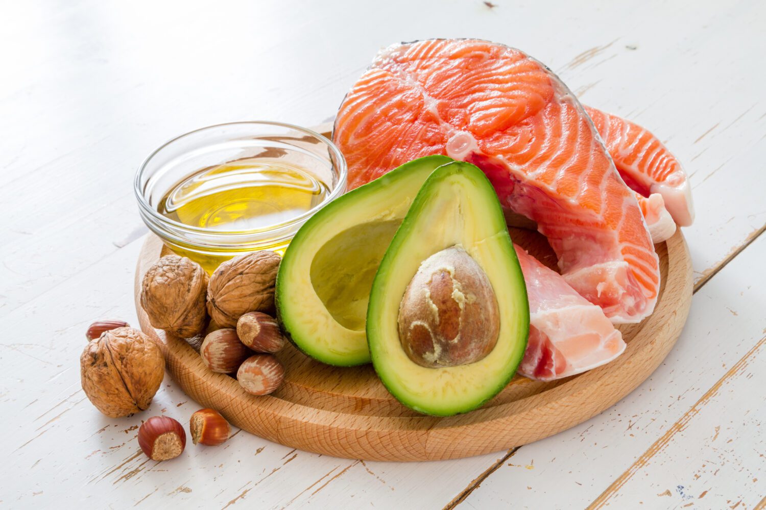 Healthy fats - avocado, salmon and nuts