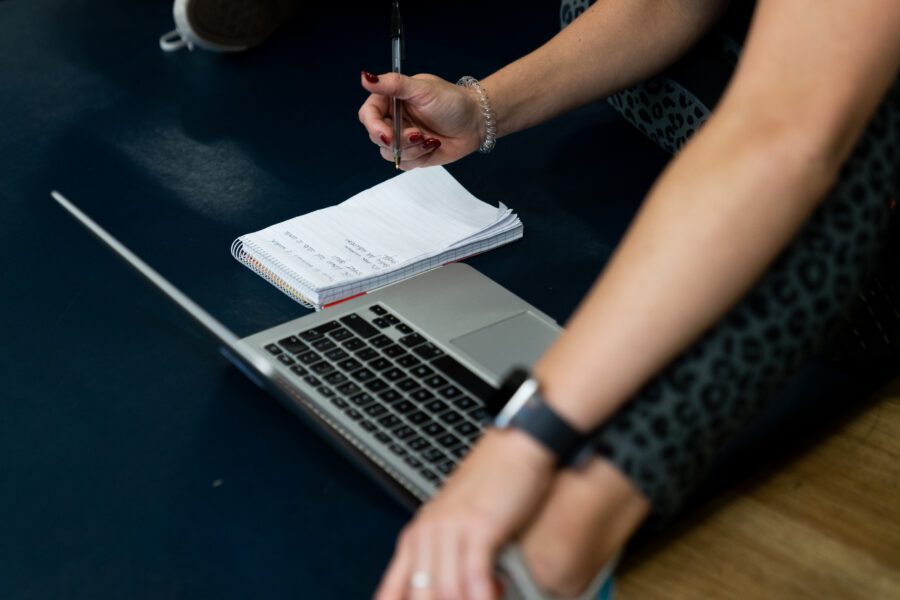 Course student studying on a laptop