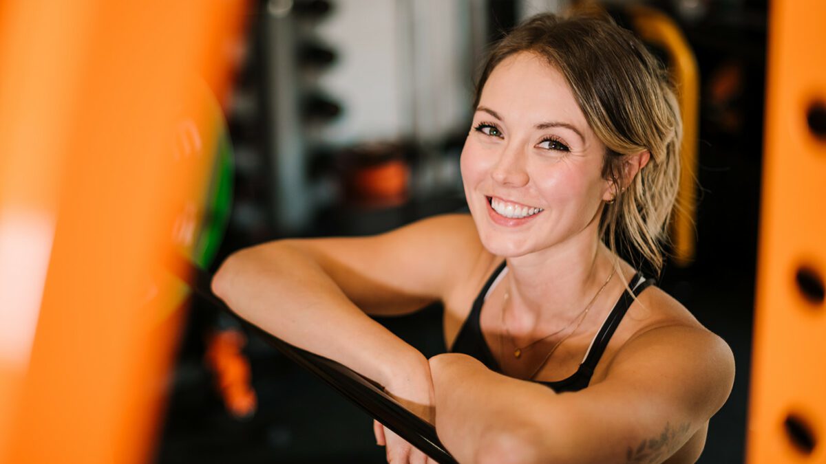girl smiling in the gym