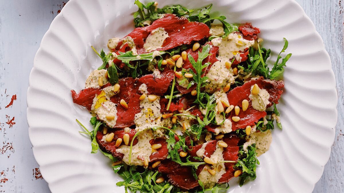 Elevated Food for Life - a plate of carpaccio