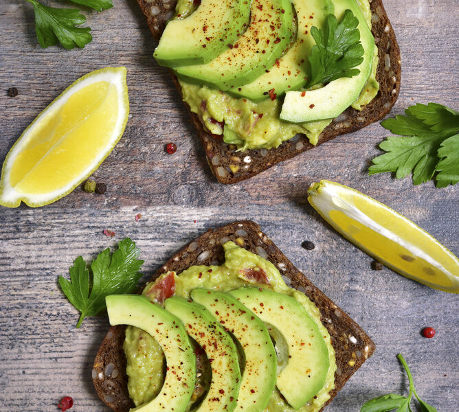 avocado toast with lemon